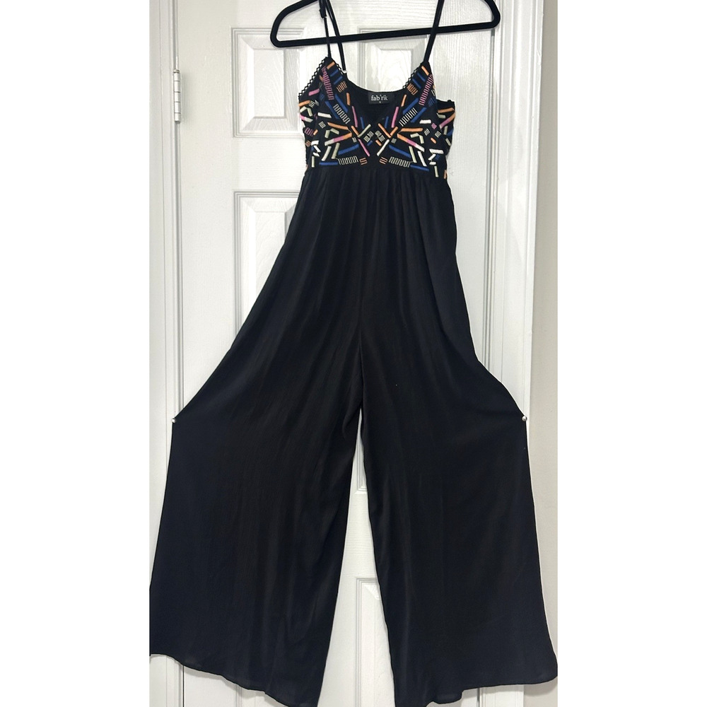 Women’s Jumpsuit Fab’rik Size S Black Palazzo Pants Leg Wide Leg One Piece - Picture 5 of 16